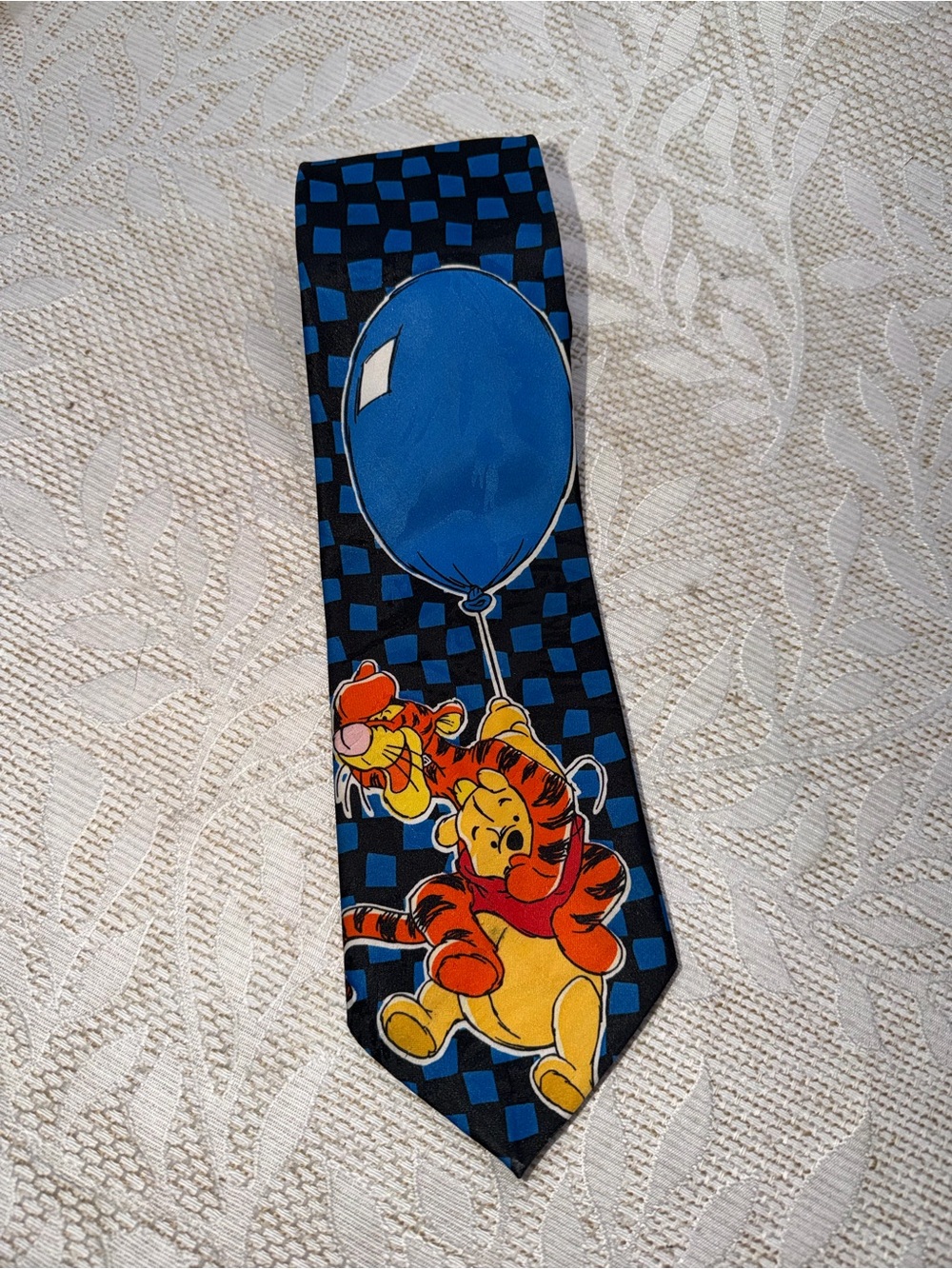 Vintage Winnie the Pooh & Tigger Blue Balloon Novelty Tie